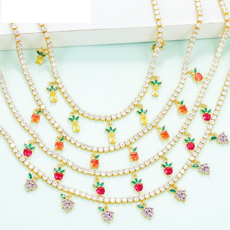 Simple color cherry strawberry grape fruit necklace's discount tags