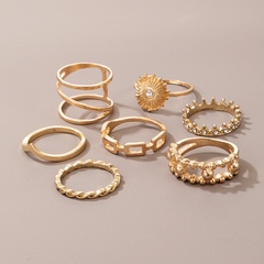 fashion gold diamond geometric twist ring set of 7