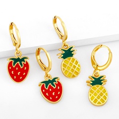 cute tropical fruit drop oil banana strawberry earrings