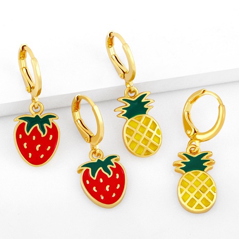 cute tropical fruit drop oil banana strawberry earrings's discount tags