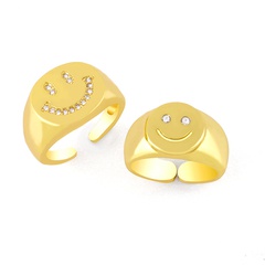 Simple smiley face couple open ring