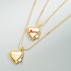fashion letter Mama heart-shaped pendant copper micro-inlaid zircon necklace