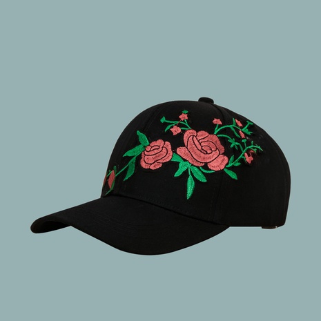 Im koreanischen Stil Sonnenschirm mit breiter Krempe Rose Blume Stickerei Baseballmütze Großhandel's discount tags