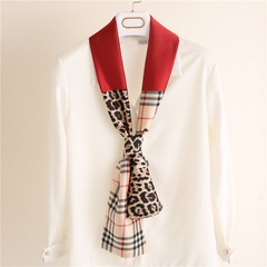 Korean style fashion leopard plaid contrast color thin slender scarf