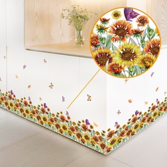 simple yellow painted flowers skirting wall decoration stickers