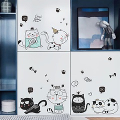 Cartoon Naughty Kitty Children's Bedroom Decorative Wall Sticker