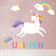 cartoon rainbow unicorn children's bedroom decorative wall stickers