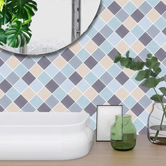 fashion blue and gray geometric lattice tile wall stickers