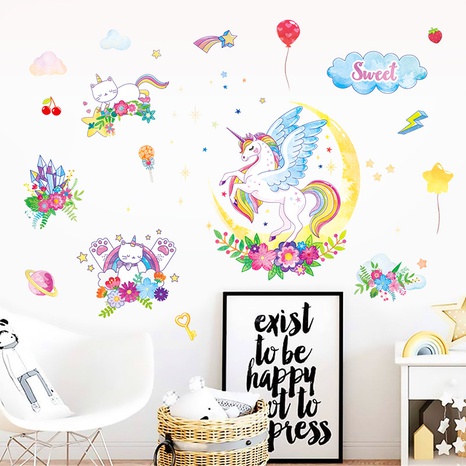 Nuevo adhesivo decorativo de pared para habitación infantil Unicorn Cloud Moon's discount tags