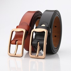 Korean style two-layer cowhide pin buckle decorative belt wholesale