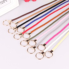 fashion circle buckle knotted decorative woven leather thin belt