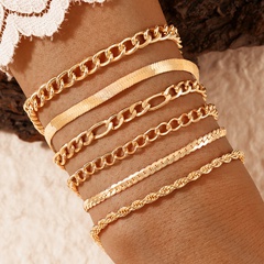 simple golden metal twist bracelet 6-piece set