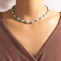collier de perles de couleur contrastée simple en gros