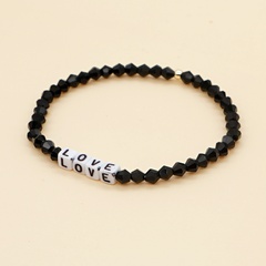 punk style black crystal letter handmade beaded bracelet wholesale