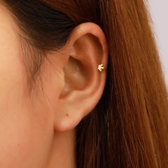 simple stainless steel crown C-shaped holeless ear clips