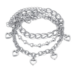 Simple Creative Heart-shaped Pendant Chain Anklet 3-piece