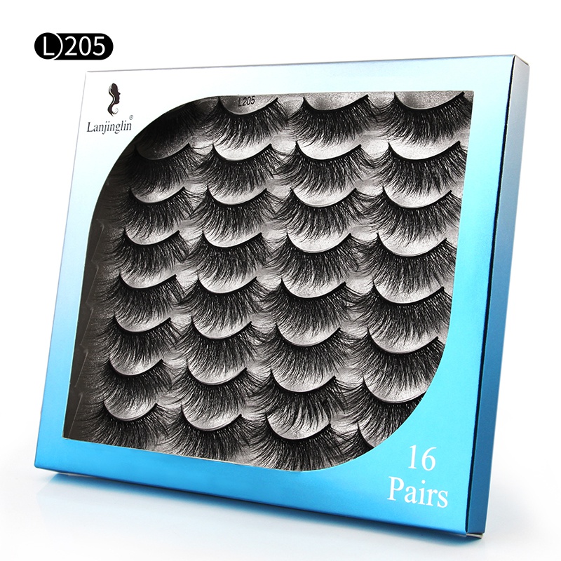 16 pairs mixed false eyelashes 3d imitation mink hair thick and exaggerated eyelashes