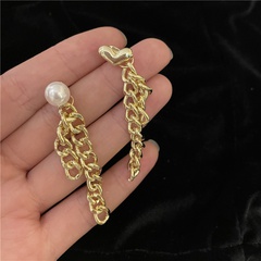 einfache Metallkette Perlenherz lange Ohrringe