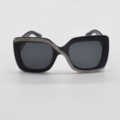 Korean style square big frame diamond sunglasses