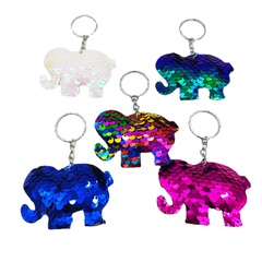 fashion fish scale PET color sequin elephant pendant keychain