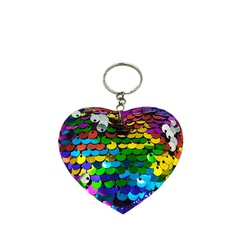 fashion double-sided reflective fish scale PET sequin heart shape pendant keychain
