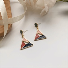 Hit color starry sky dripping oil triangle earrings