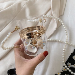 fashion pearl chain transparent mini messenger bag