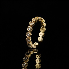 simple geometric gold micro-inlaid zircon opening adjustable ring