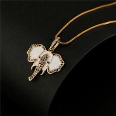 fashion white oily elephant pendant copper micro-inlaid necklace