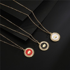 fashion copper micro-inlaid zircon three-color drip oil eye pendant necklace