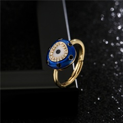 fashion blue white two-color oil dripping devil's eye opening ring