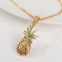 simple copper inlaid zirconium fruit pineapple pendent necklace