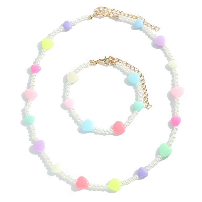 Sommer Mode Liebe Acryl Perlenkette Handgemachtes Zubehr Zubehr Armband Set Frauen Weihnachts geschenk Zubehr