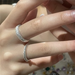 Korean Fashionable Minority Metal Silver Pigment Ring Frosted Ring Female 2021 New Fashion Net Red Index Finger Ring
