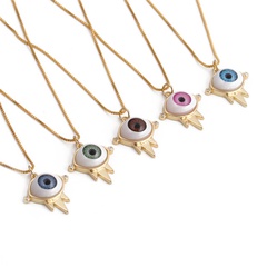 Wholesale Dripping Evil Eye Copper Zircon Pendant Necklace