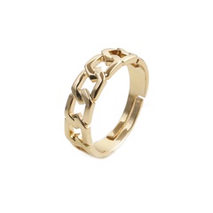 punk copper plated real gold Cuban chain open ring