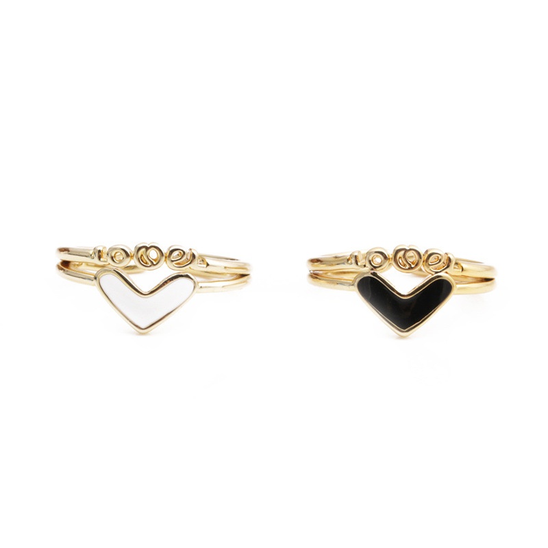 simple copperplated real gold heart dripping oil couple ring