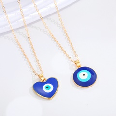 fashion peach heart round devil's eye pendant resin necklace