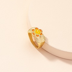 Korean cute flower smiley geometric alloy ring wholesale