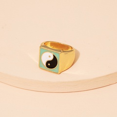 retro Tai Chi the eight trigramscontrast color alloy ring