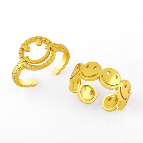 anillo de cobre geométrico de la cadena sonriente de la moda al por mayor's discount tags