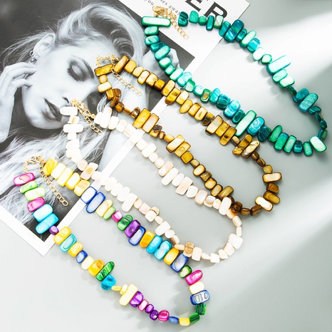 ethnische Art geometrische bunt gefärbte Muscheln handgemachte Perlenkette's discount tags