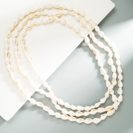 Ethno-Stil weiße Muschel kleine Muschel mehrschichtige lange Halskette's discount tags