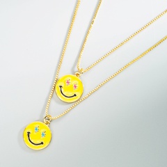 Korean smiley face copper drop oil pendant necklace