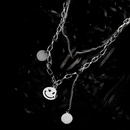Titanium Steel smiley face necklace fashion doublelayer pendant clavicle chain sweaterpicture11