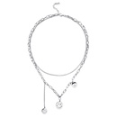 Titanium Steel smiley face necklace fashion doublelayer pendant clavicle chain sweaterpicture14