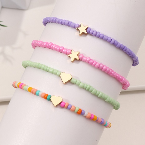 bracelet de perles de riz multicolores en forme de coeur de style bohème's discount tags