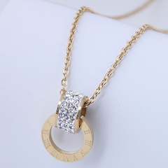 Koreanische Mode diamantbesetzte Kreis-Titanstahl-Halskette