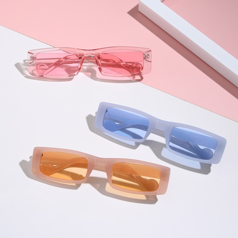 Korean retro fashion jelly color square small frame sunglasses's discount tags