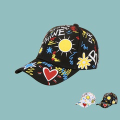 Korean style wide-brimmed cute sun heart pattern baseball cap